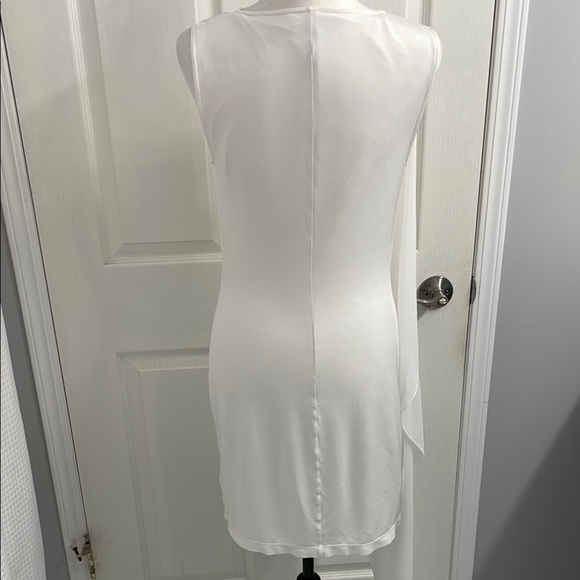 BCBG MAXAZRIA Elegant White Draped Dress Cowl Neck Sleeveless Size S - Picture 5 of 9